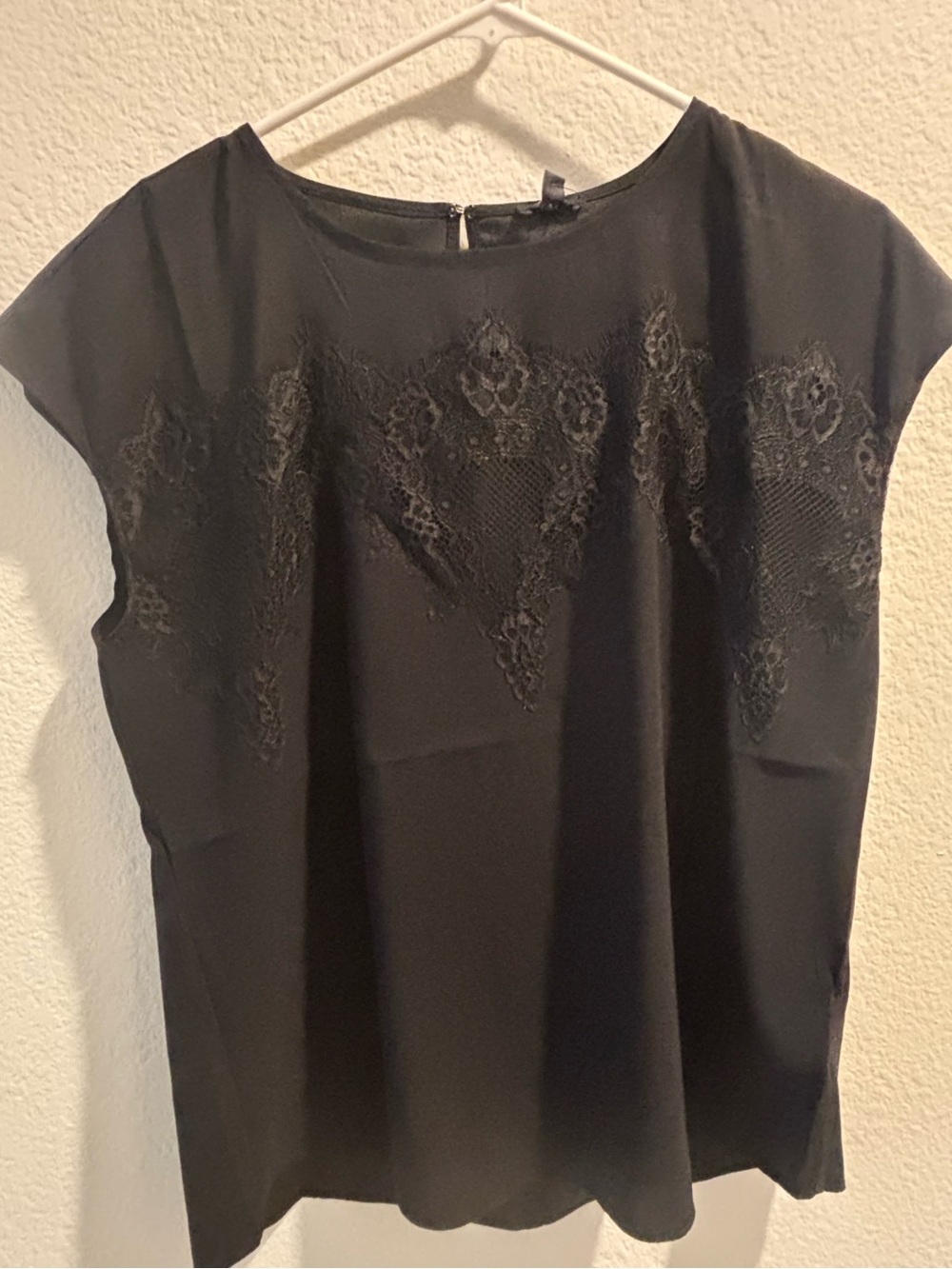Express | Black Lace-Detail Cap Sleeve Blouse | Medium | NWT